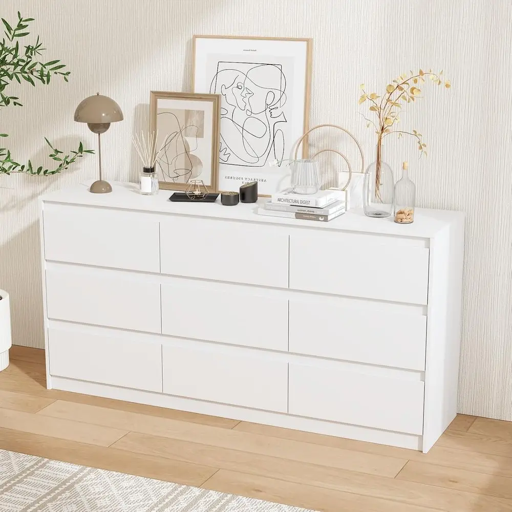 침실, 거실 또는 복도용 63칸 나무 서랍장 정리함 (화이트)