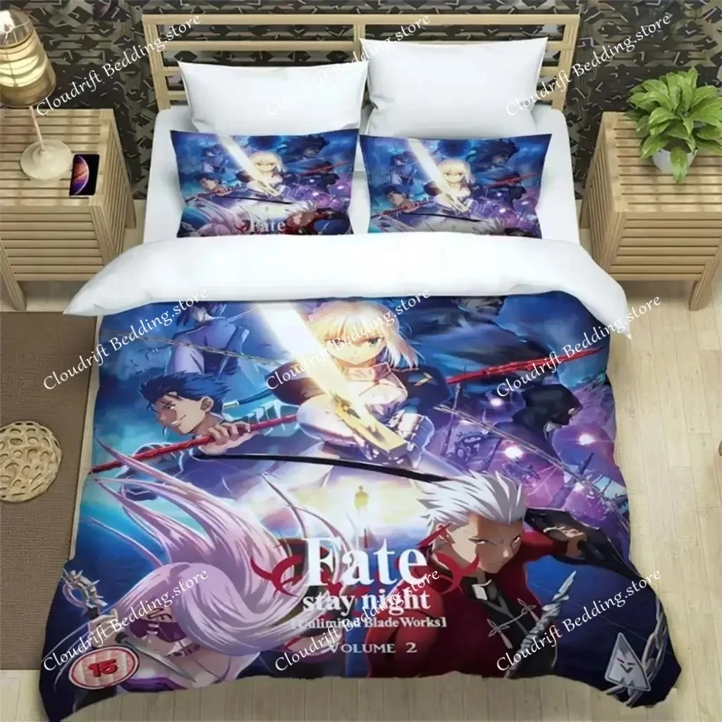 

Комплект постельного белья из трех предметов с 3D-принтом Fate/stay Night, модный, для мальчиков и взрослых, пододеяльник, наволочки, подарок