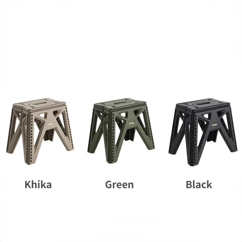 Portable Outdoor Folding Stool, Camping Fishing Chair, High Load-Bearing, Reinforced PP Plastic Triangle Stool