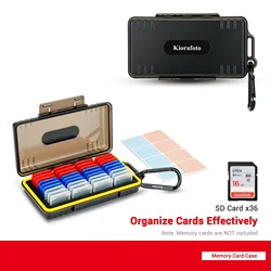 Hard SD Card Case with 36 Pack Individual Clear Plastic Memory Card Holder for 36 SD SDXC SDHC Cards Waterproof Memory Card Case