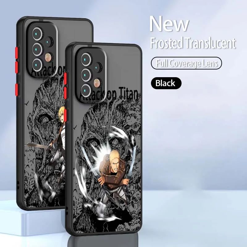 Attack on Titan Fashion Anime For Samsung A73 A72 A71 A55 A54 A53 A52 A51 A35 A25 A15 A14 5G Frosted Translucent Phone Case