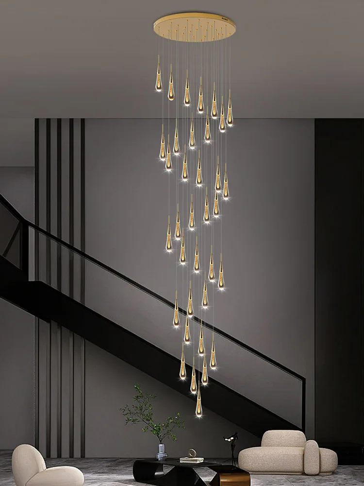 Crystal Chandelier Hanging Lamps for Ceiling Luxury Design Living room Chandelier Modern Suspension Light Staircase Pendant Lamp