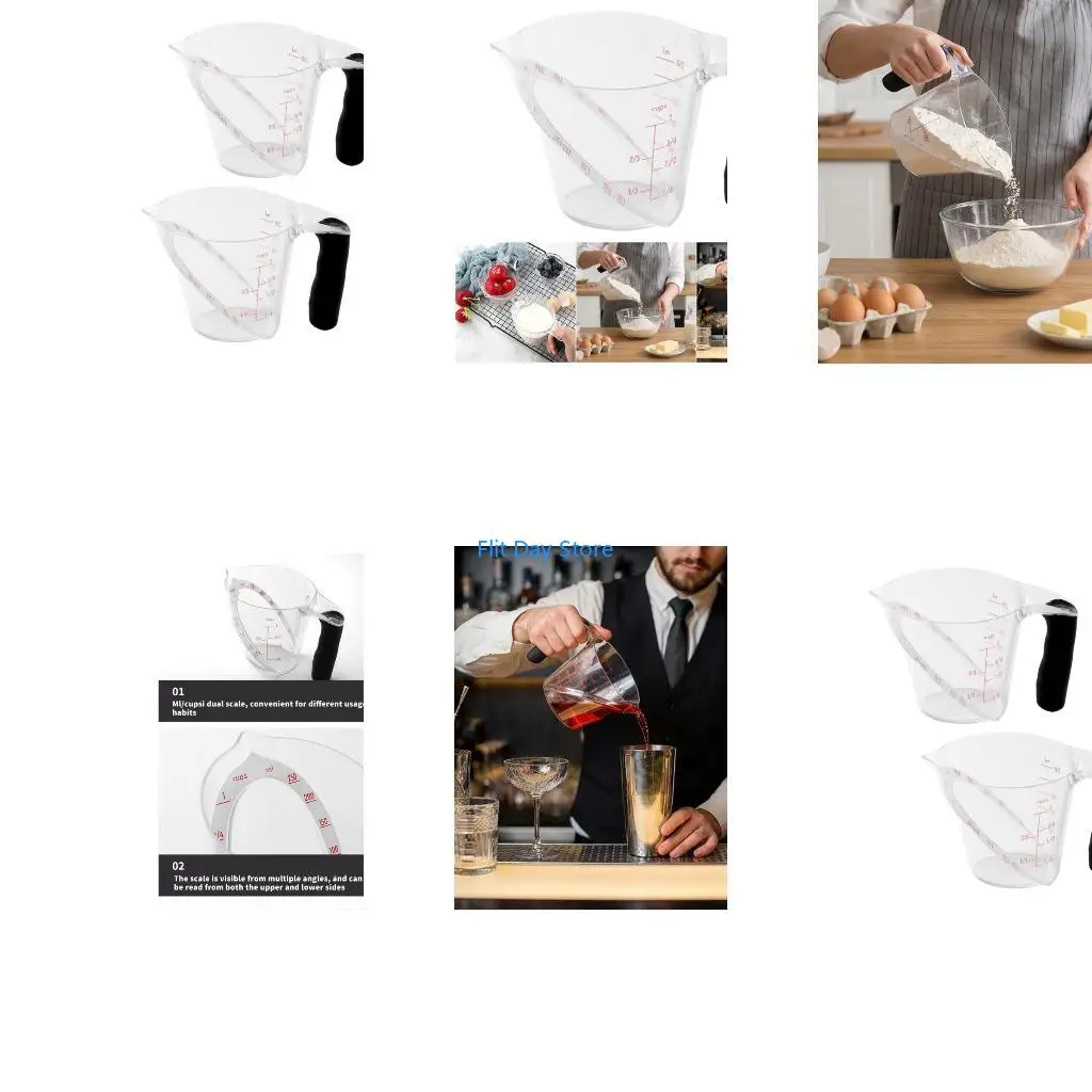 F92C Precise Angled Measuring Cup With Comfort Handle 250ml Capacity For Culinary Needs Kitchen Baking Cooking Essential