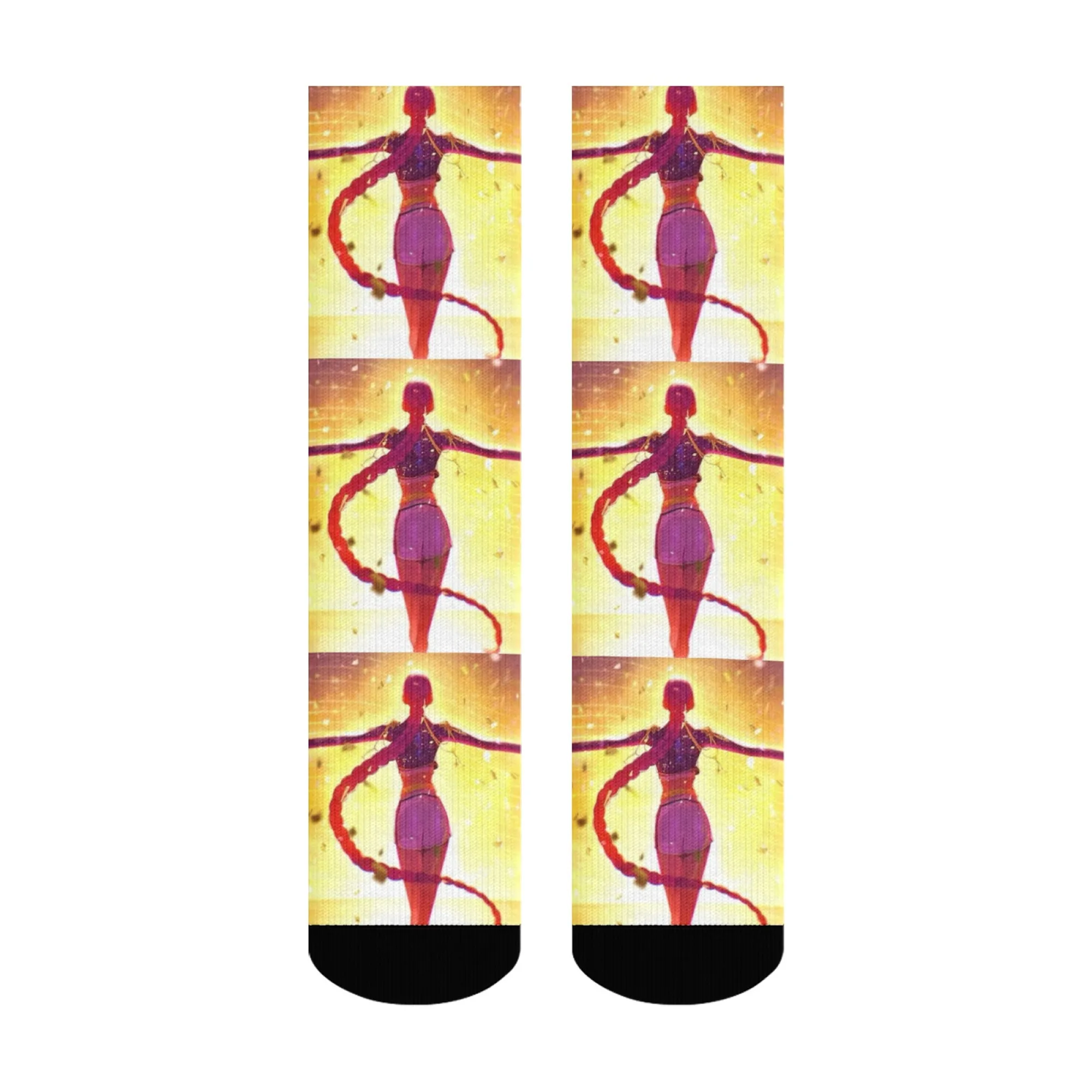 K-POP Hunter Girl Idols Fantasy Effetto luce Carattere Calzini da uomo Calzini magici con stampa di palcoscenici dorati per stile festival musicali