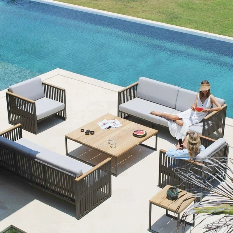 Outdoor villa courtyard sofa coffee table leisure garden terrace furniture hotel bed and breakfast sofa set