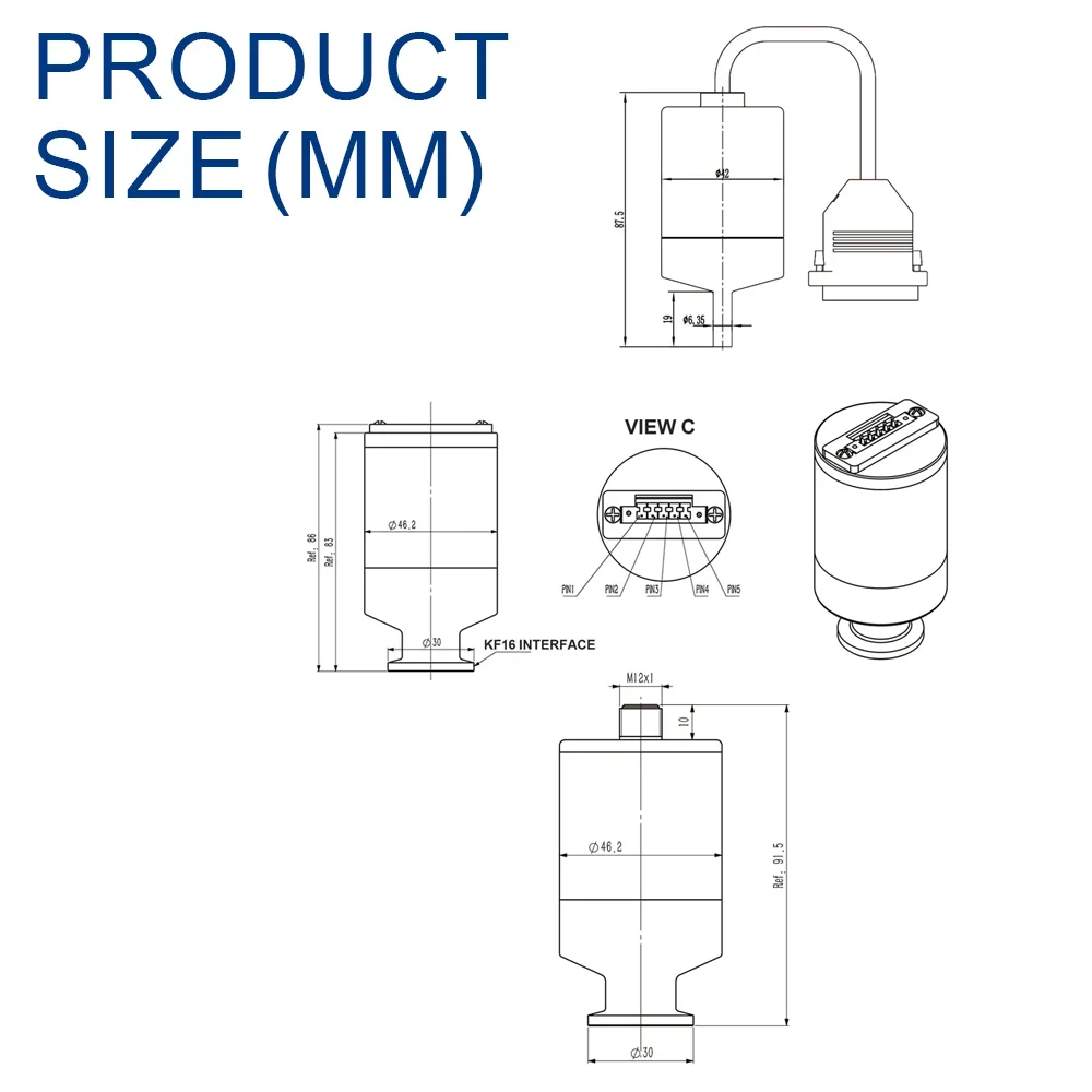 Vacuum Pressure Sensor/transmitter Transmitter 2W Pressure Sensor 0-5v 0-10v 4-20ma 4-20ma 1-5v.0-10v RS485 CE ROHS FCC 12-36VDC