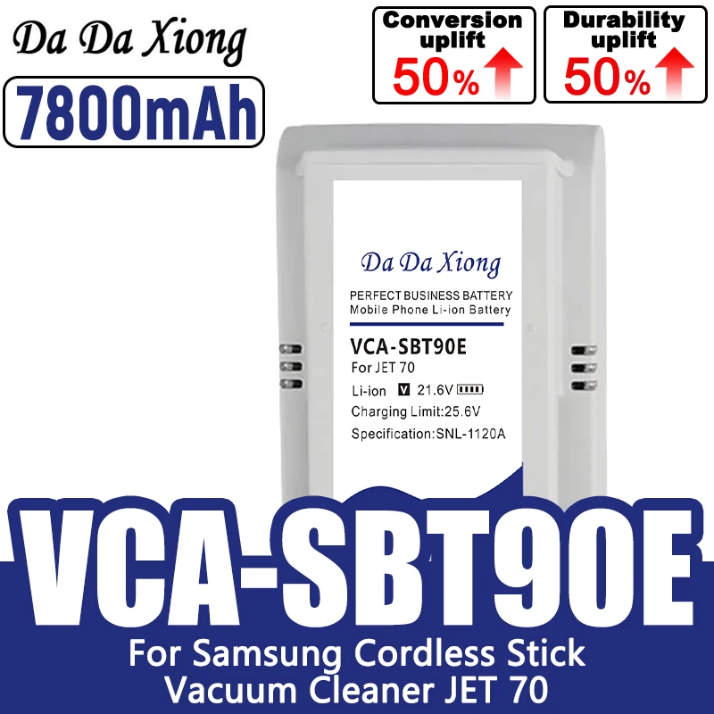 

Аккумулятор VCA-SBT90 7800 мАч для беспроводных ручных пылесосов Samsung Vs9000 Jet90 Jet75 Jet90E