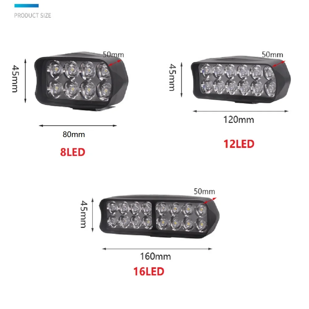 12V-80V Motorcycle Electric Bike LED Headlight  Super Bright Tricycle Lamp For Motorcycles Electric Vehicles Tricycles 12W