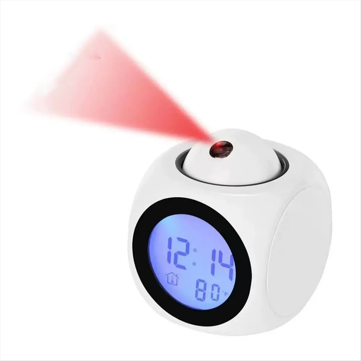 ABLG Projection Alarm Clock Ceiling Display Snooze Desk Table Clock Voice Multifunction Digital Projection Clock White