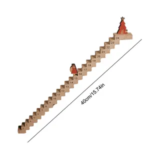 Wooden stairs climbing Santa traveling Christmas Advent Calendar Counting Calendar Regressive Wooden Table Decoration for Christmas 12 Main Sales Wood Calendar - №9