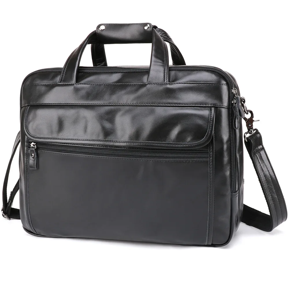 Large Genuine Leather Briefcase for Men A4 Office Handbag Men's Business Casual Travel Messenger Bag 15.6