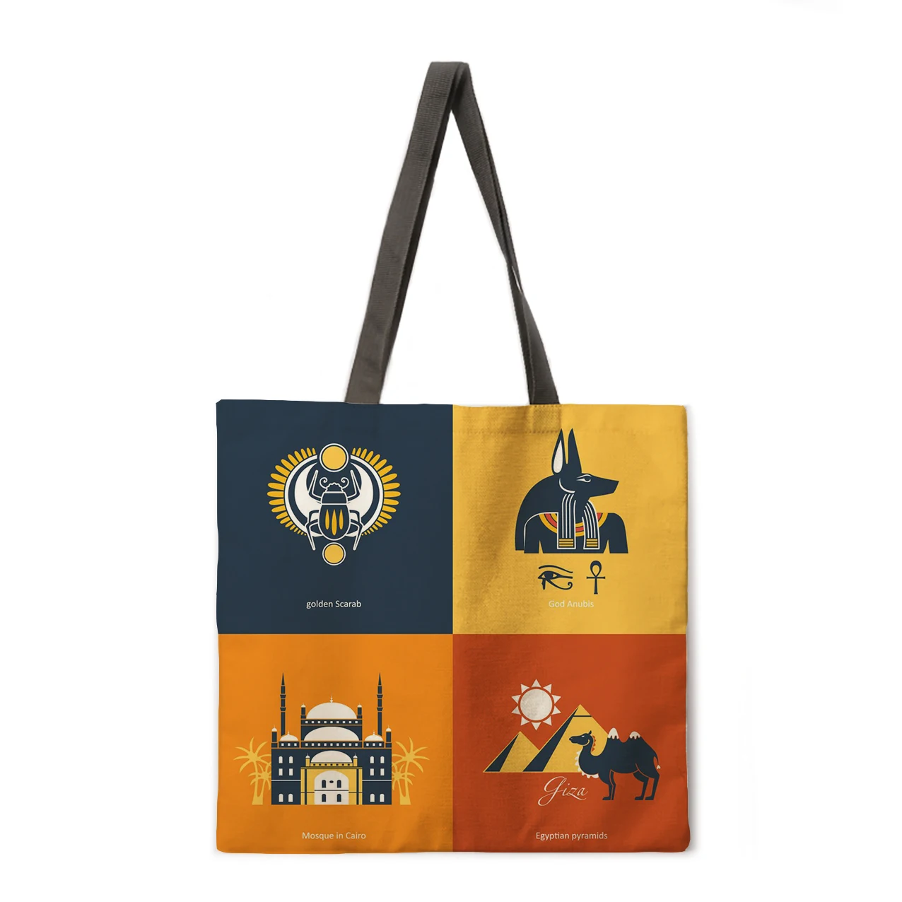 

Egyptian murals linen bag handbag light shoulder bag high capacity eco-friendly shopping bag tote bag