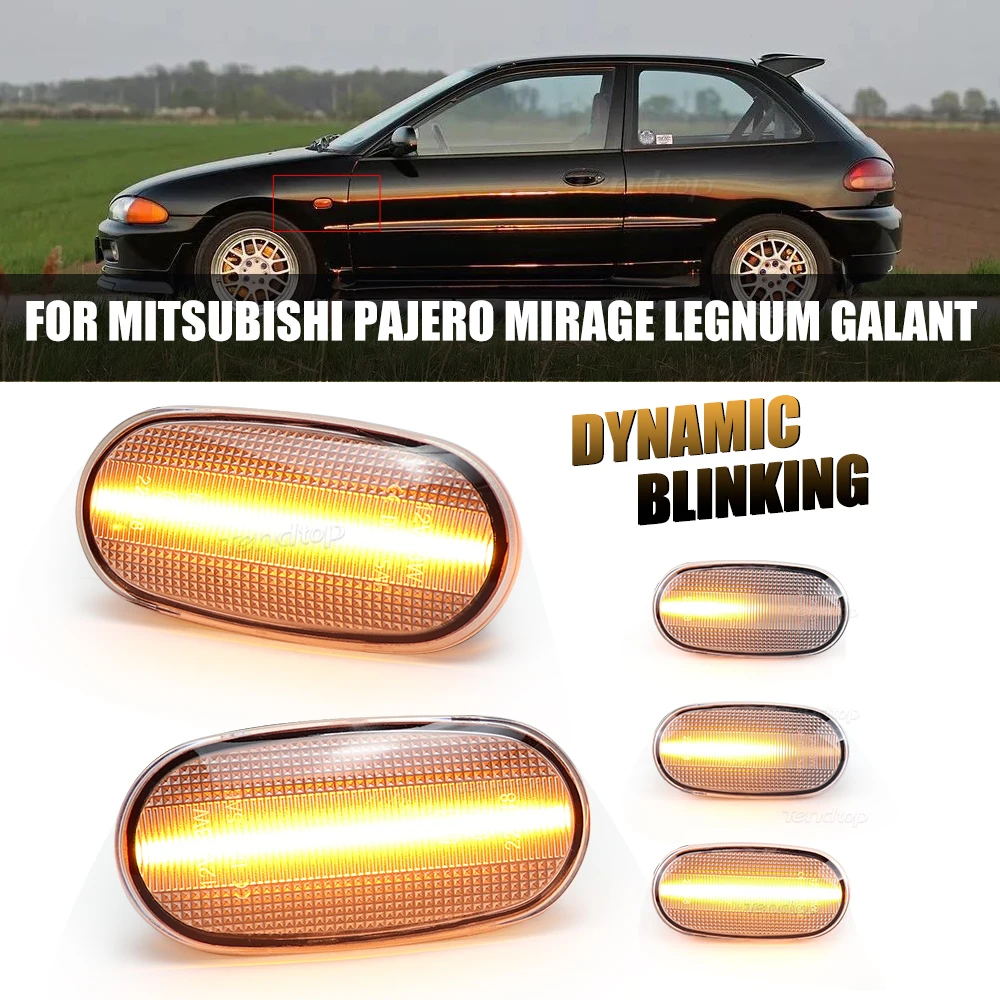Dynamic LED Turn Signal Lamps Side Marker Blinked Lights For Mitsubishi Pajero Mirage Legnum Galant 1998-2005