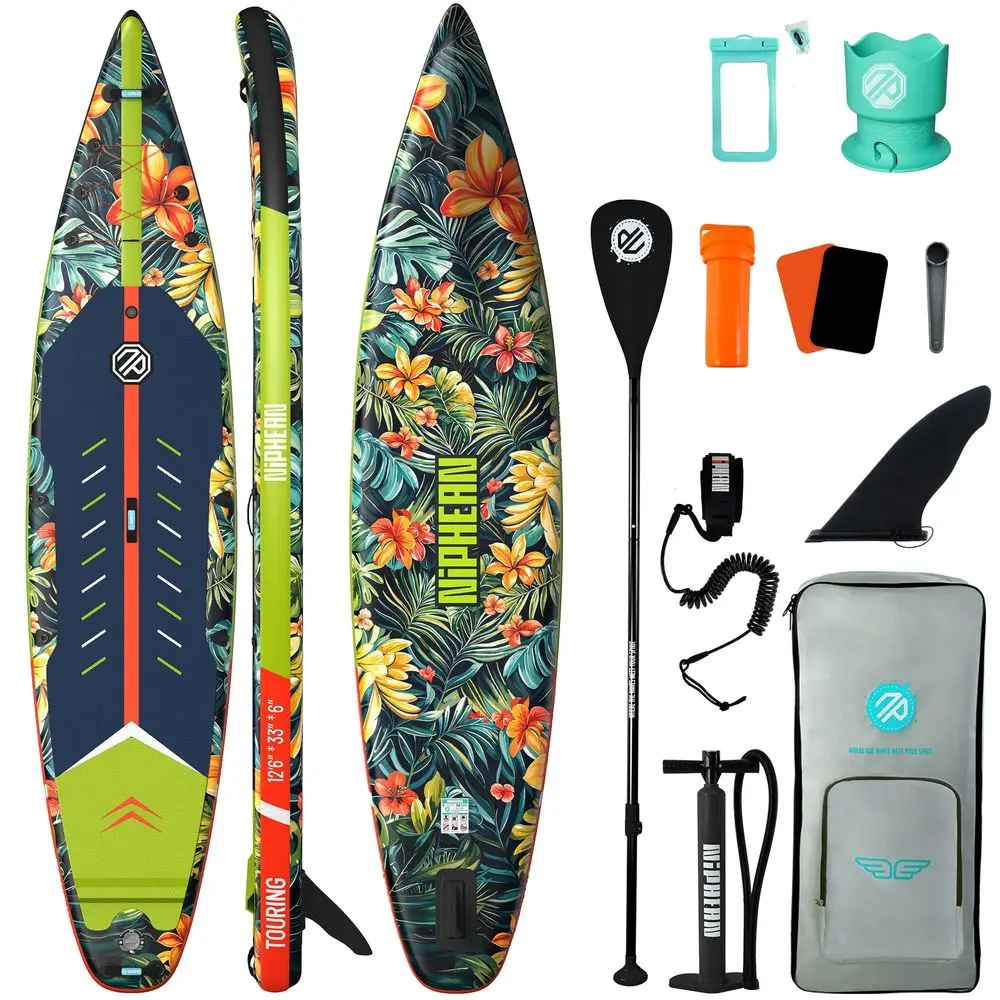 

126 Paddle Board, 550LB Capacity Touring Inflatable Paddle Board with Complete SUP Accessoriesamp Kick Pad, Stable Stand up Pad