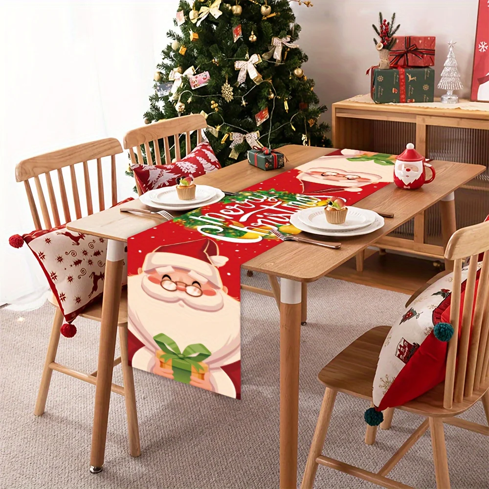 

Christmas Festive Santa Claus Design Table Runners Dining Room Decor Farmhouse Dining Table Runners Xmas Decorations