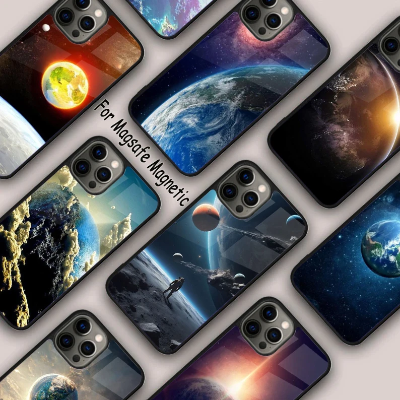 Earth From Space Astronomy Magnetic Phone Case For APPLE iPhone 16 14 13 12 11 Pro Max 15 Plus Wireless Charge MagSafe Cover