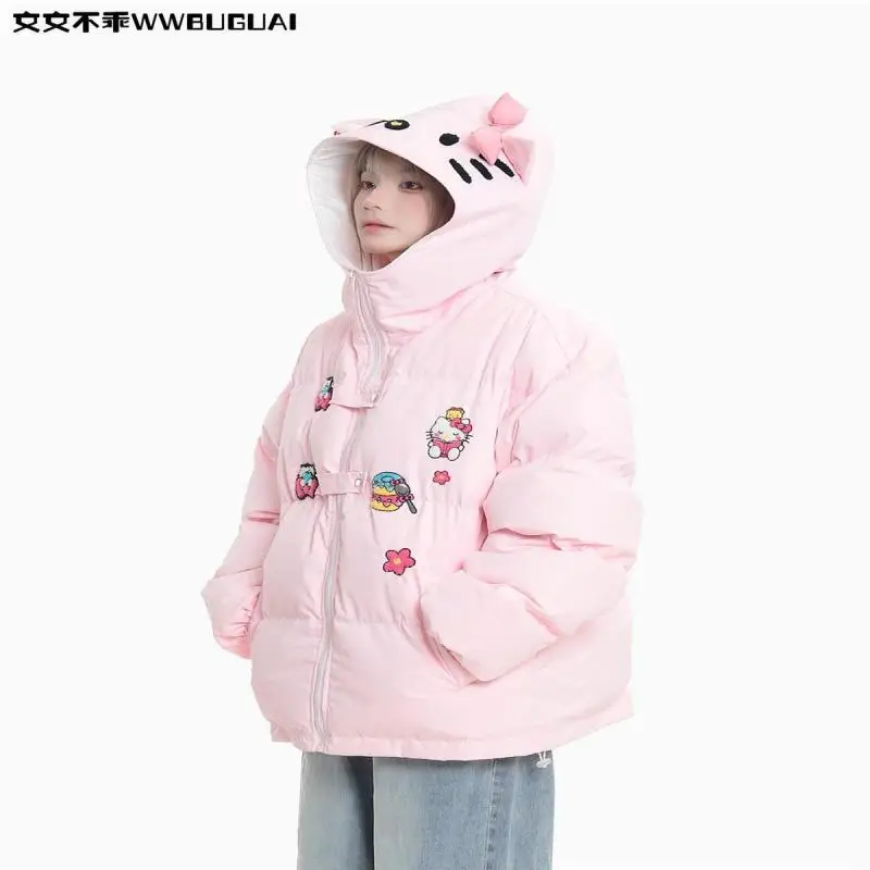 Hello Kitty Sanrio Plush Kawaii Cartoon Cute Hello Kitty Cotton Jacket Warm Couple Jacket Anime Plush Toy for Girl Birthday Gift