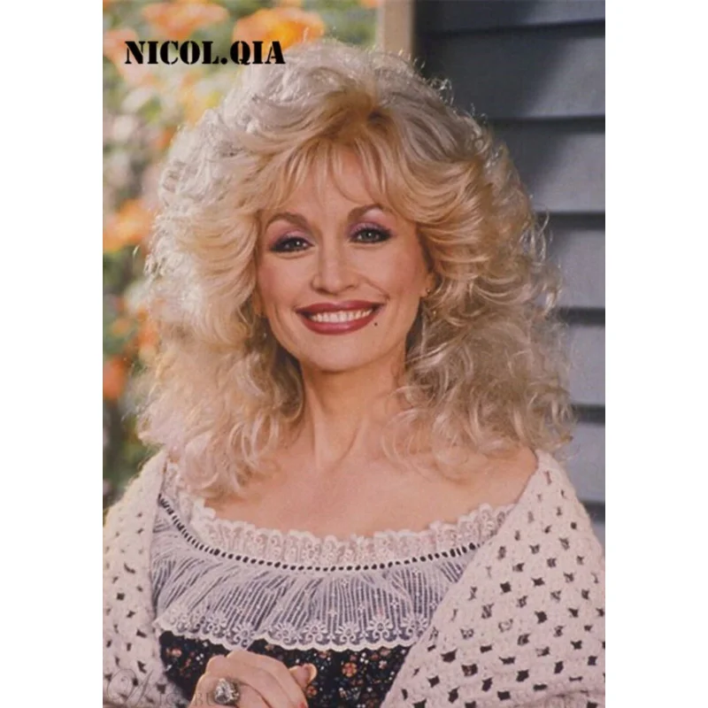 Fashion Dolly Parton Out Layer Cut Fluffy Wavy Synthetic Hair Women Wigs