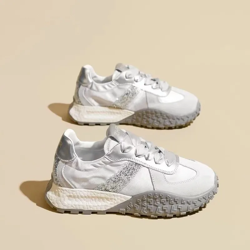 

Comfort Trend 2025 Spring Summer New Sneakers Silver High-end Breathable Sports Leisure Shoes Versatile Designer Women Shoes