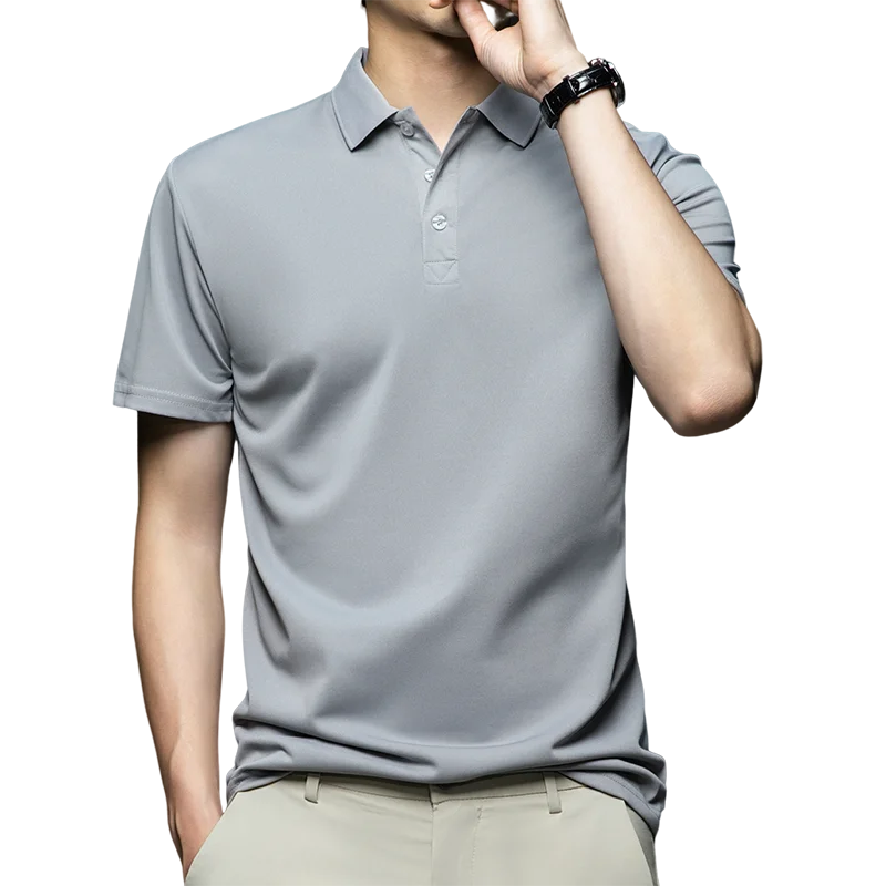 New Arrival Men's Fashion Solid Short Sleeve Polo Shirt Summer Breathable Comfortable Turn Down Collar Tops