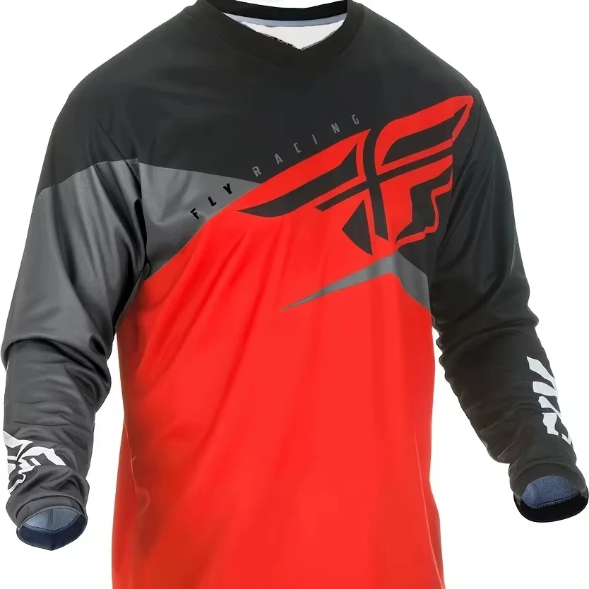 MEN'S LONG-SLEEVE COLOR-BLOCK MOTOCROSS/OFF-ROAD JERSEY – BREATHABLE QUICK-DRYING MTB & OUTDOOR CYCLING SHIRT KIDS view 5