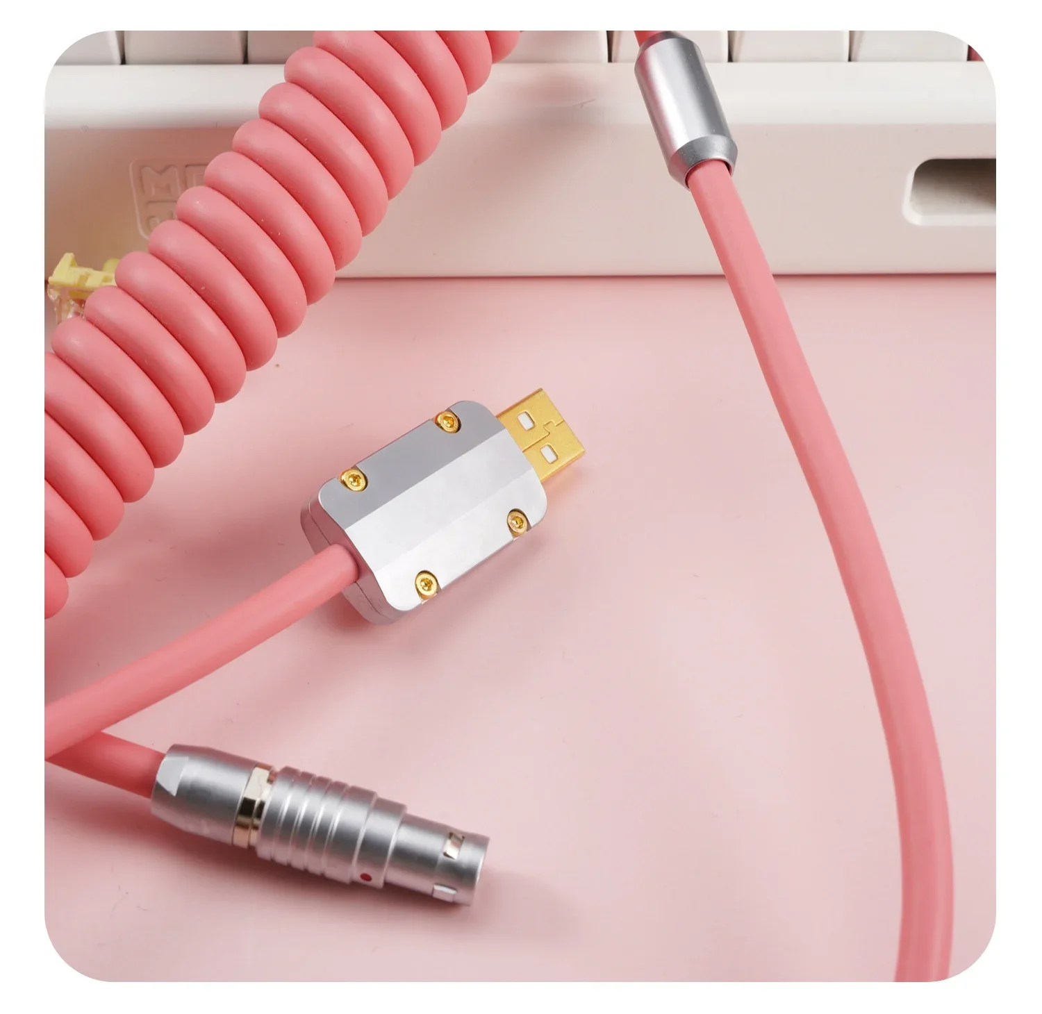 GeekCable Customized Keyboard Data Helix Rear Air Plug Super Elastic Rubber Warm Powder + white
