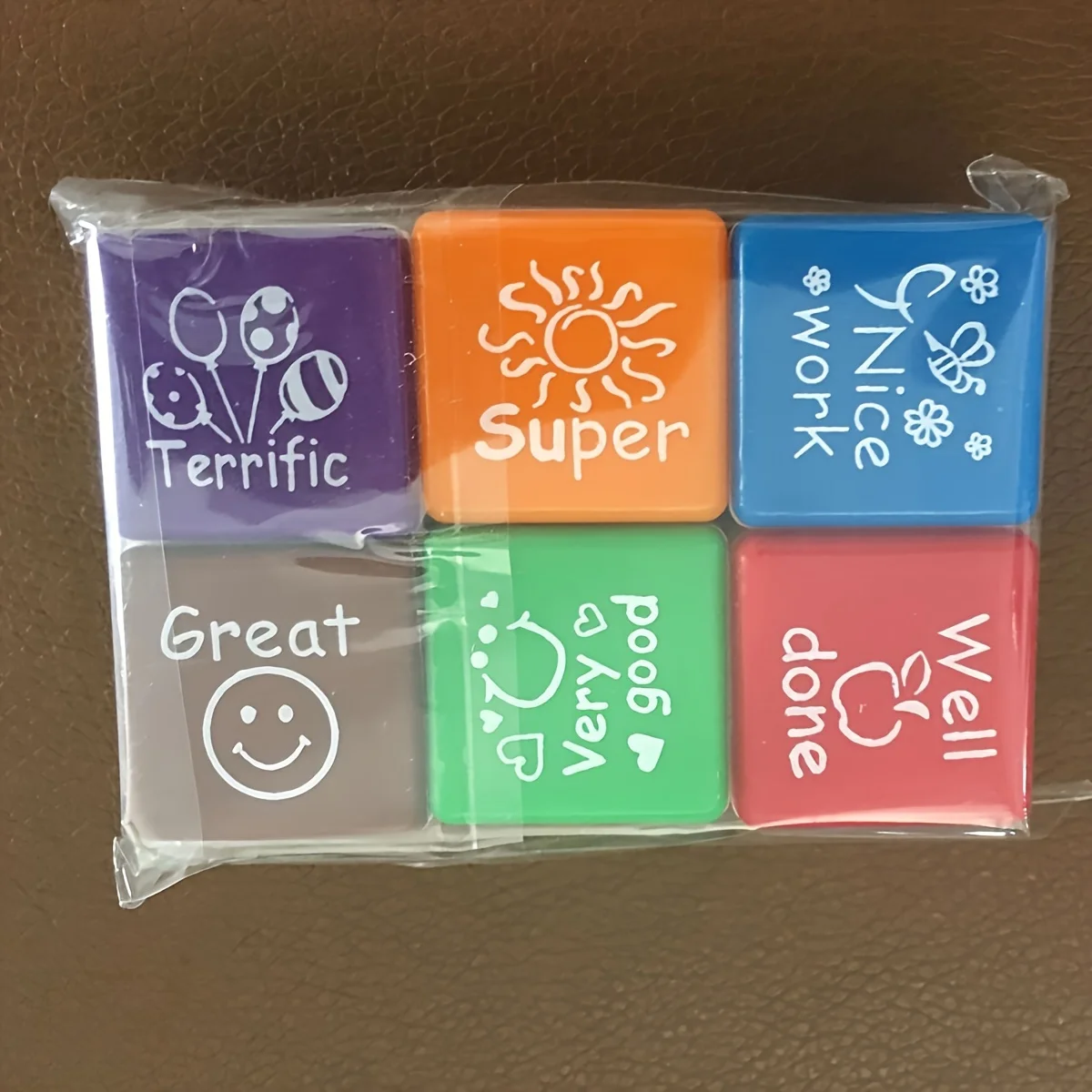 

6 teacher seal sets for classroom assessment, rectangular praise seals with positive information