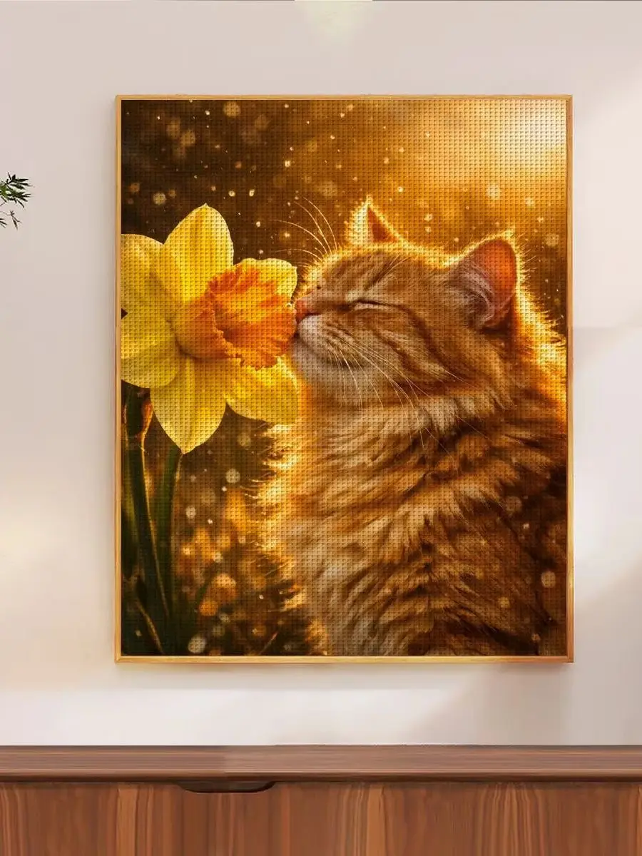 1 Stück 40x50 cm/15,74*19,7 Zoll Katzenmotiv Kreuzstich-Set DIY-Kit 11CT/14CT DIY Stickerei-Set DIY Kreuzstich-Set – Detail 1