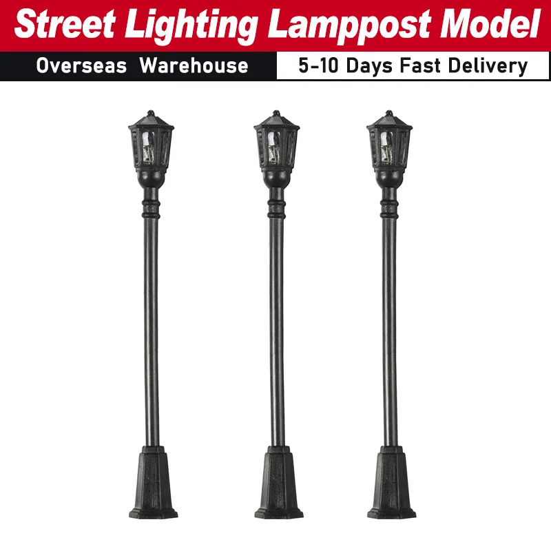 20 Pieces Metal Park Courtyard Lanterns Streets Lamp Modelmaking Hexagonal Single-head LED Lights Lamppost Model Lighting 3V DC