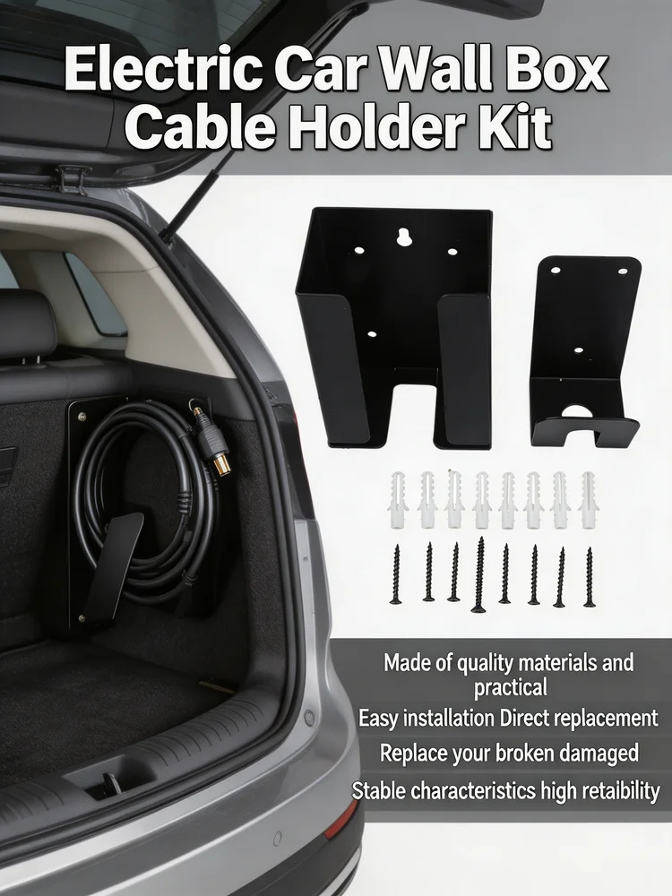 Car Electric Car Wall Box Cable Holder Kit 2pcs For Charging Stations Plastic Metal Accessories Auto Parts Tools Home Garage