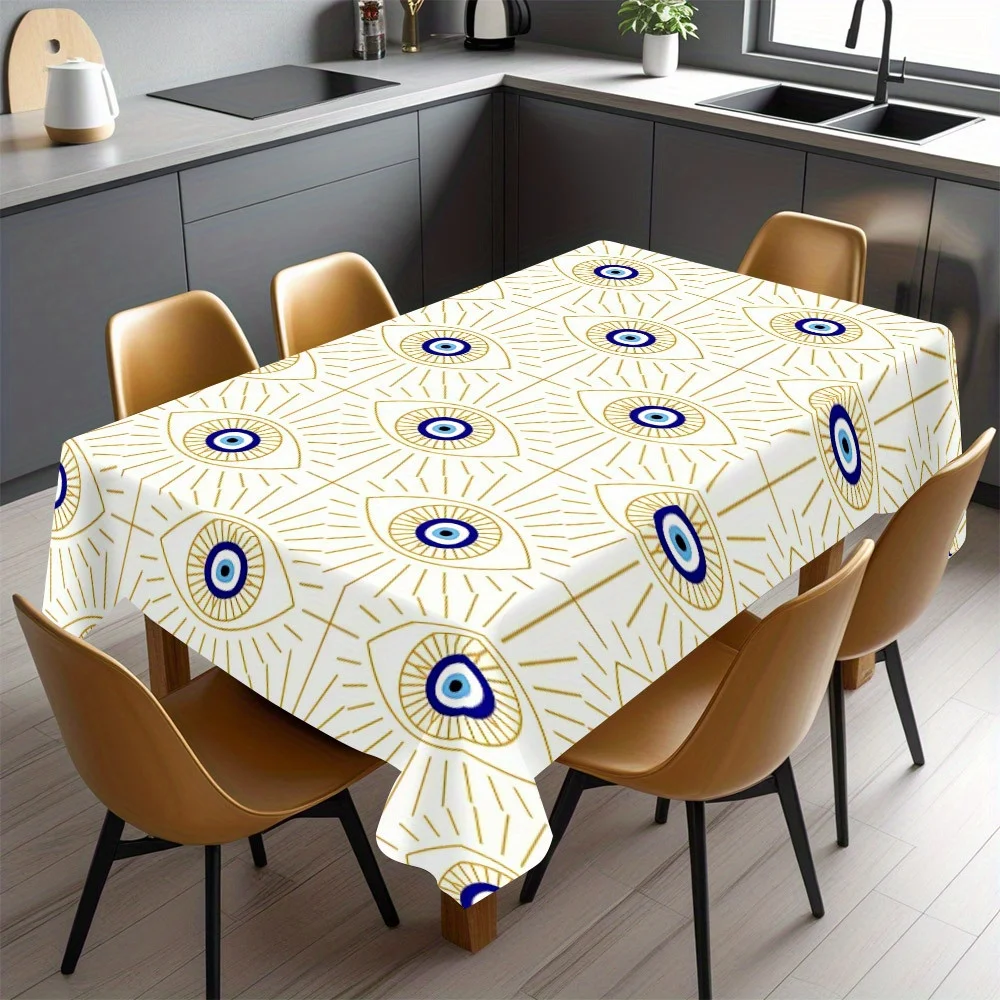 Eye Pattern Waterproof Tablecloth Cover for Dining Room Home Decor Spill Proof Table Linen