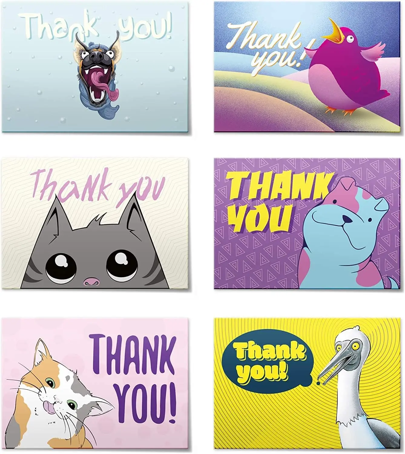 

(96pcs) Thank You Cards Set, Includes Blank Cards & Envelopes with Stickers, 4x6", Pet design