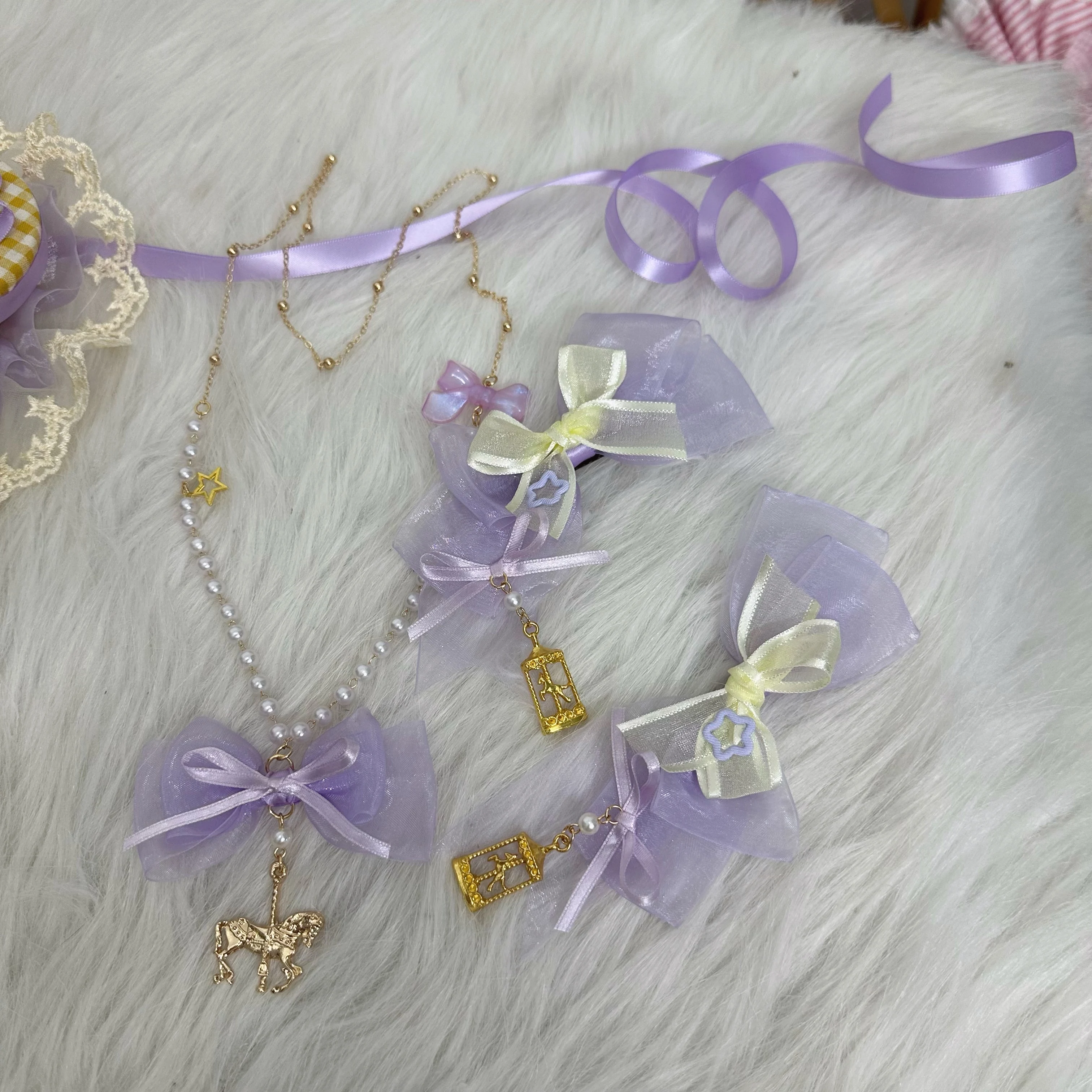 Original self-made Lolita elements Cloud paradise light purple hair clip Lolita style small objects