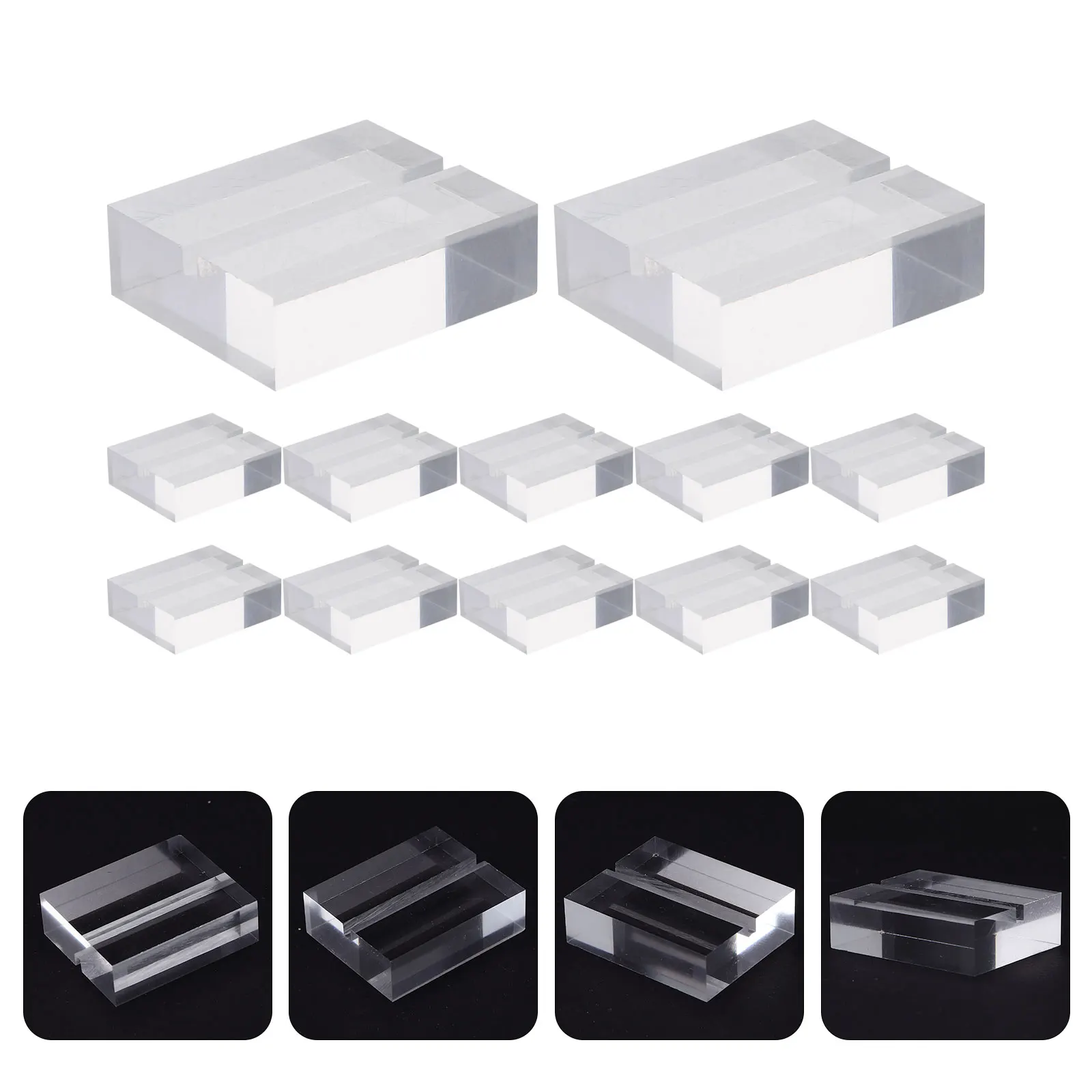 12Pcs Acrylic Card Holder Business Card Base Table Sign Holder Photo Display Stand for Kitchen Dining Room Decoration Favor Gift
