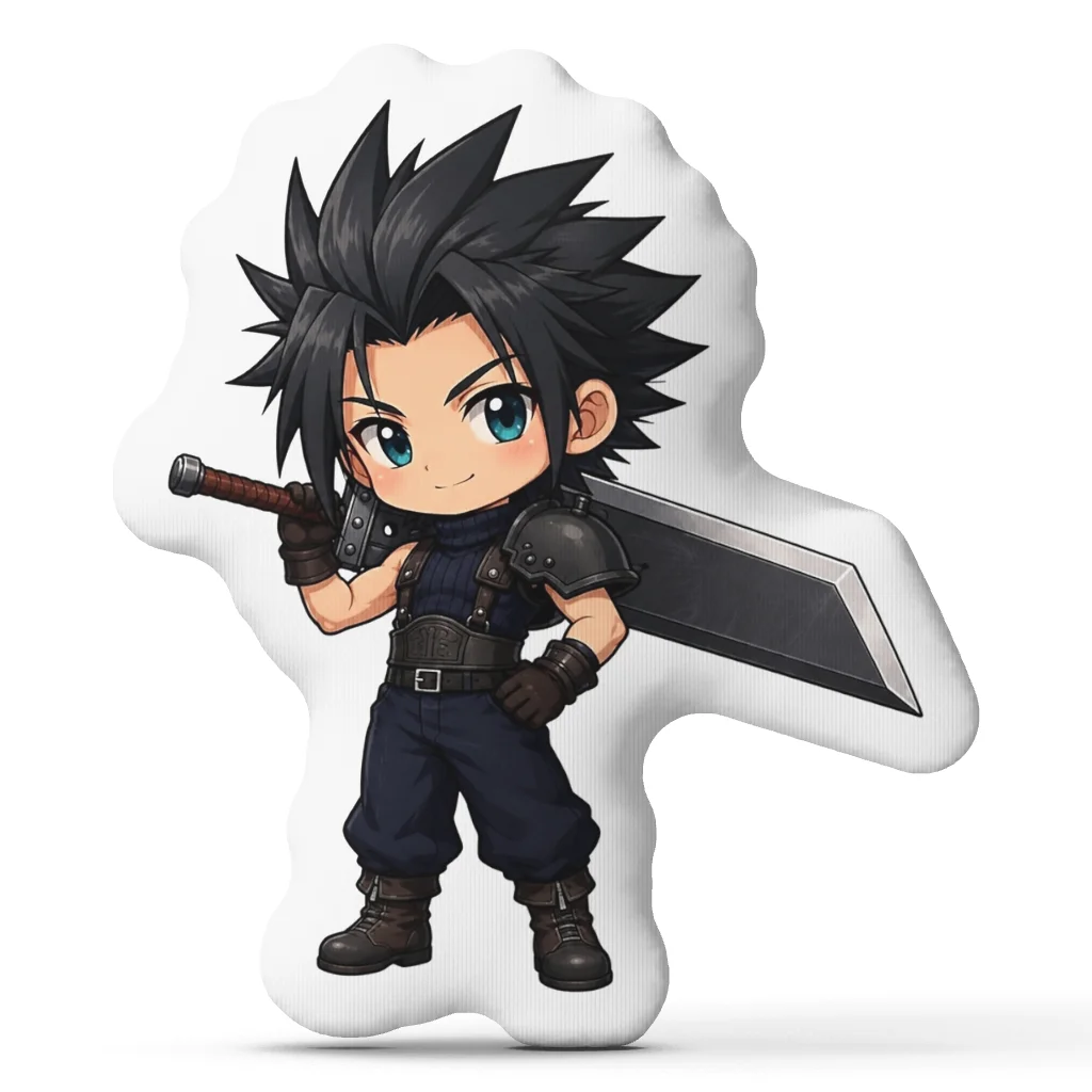 Chibi Zack Fair FFVII Plush Pillow Cushion Irregular Stuffed Throw Pillow Home Decor Gift Sofa Bed Couch