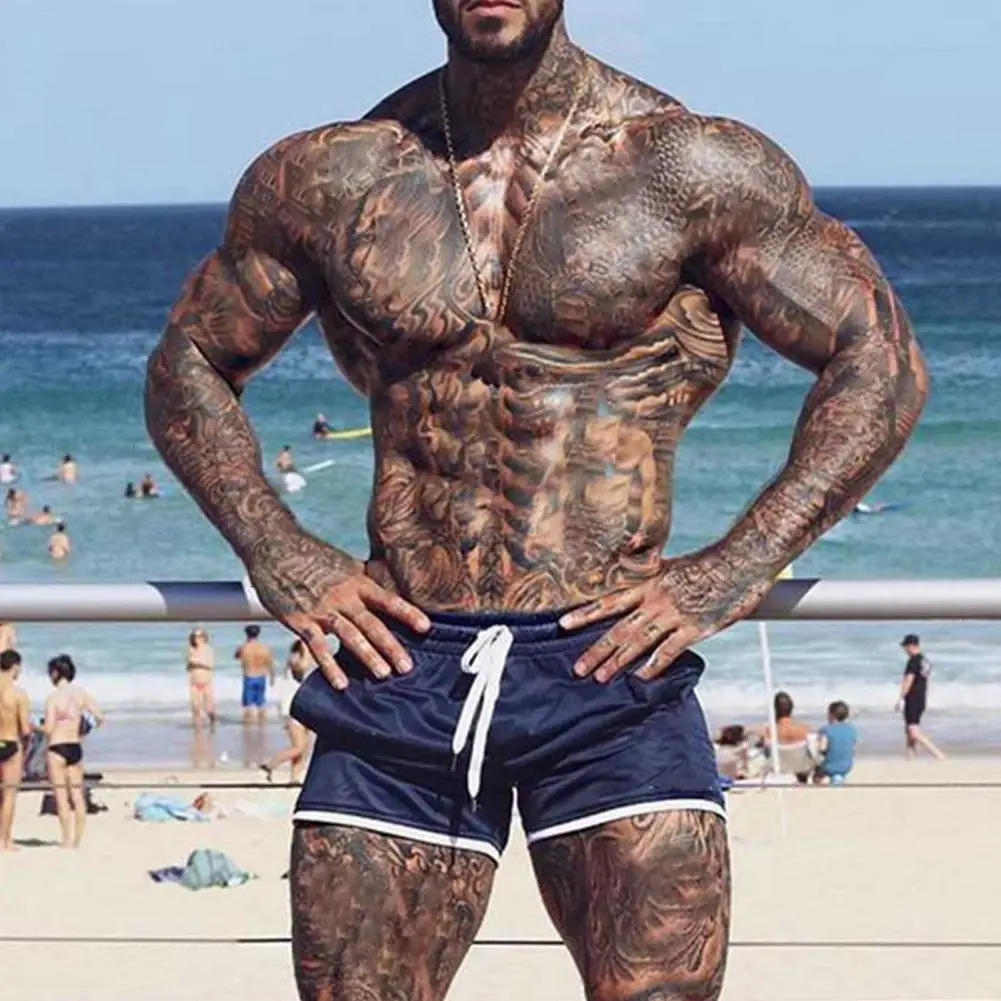 Men Shorts Mid Waist Solid Color Quick Drying Soft Drawstring Design Short Pants for Workout Fitness Daily Wear Men Clothes