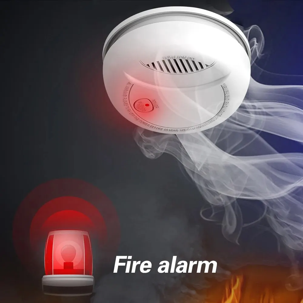 Alarma de humo óptica independiente para el hogar y la Oficina, Sensor de humo, seguridad contra incendios con indicador LED, conforme al estándar EN 14604, 2 piezas