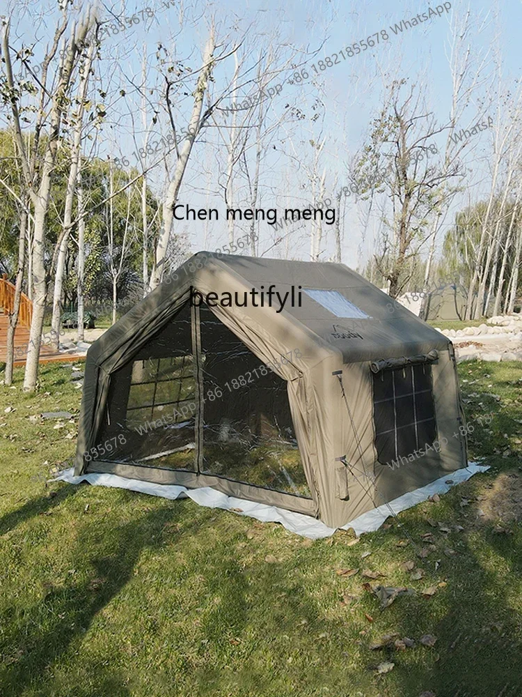 New arrive Outdoor inflatable tent overnight military wind thickened field camping hub link tent420