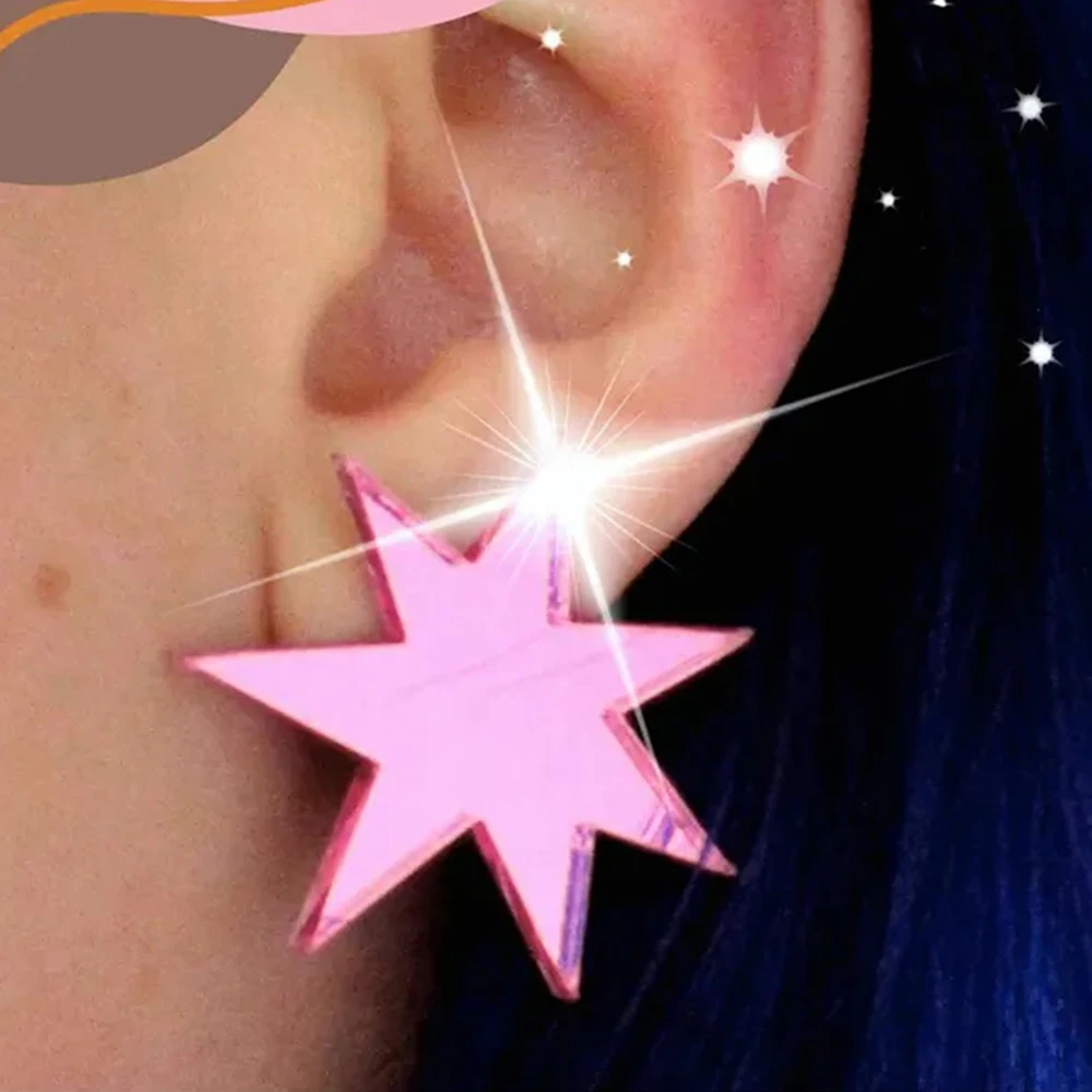 Fashion Jewelry Hot Pink Star Earrings For Women Acrylic Stud Earrings Aesthetic Jewelry Accessories