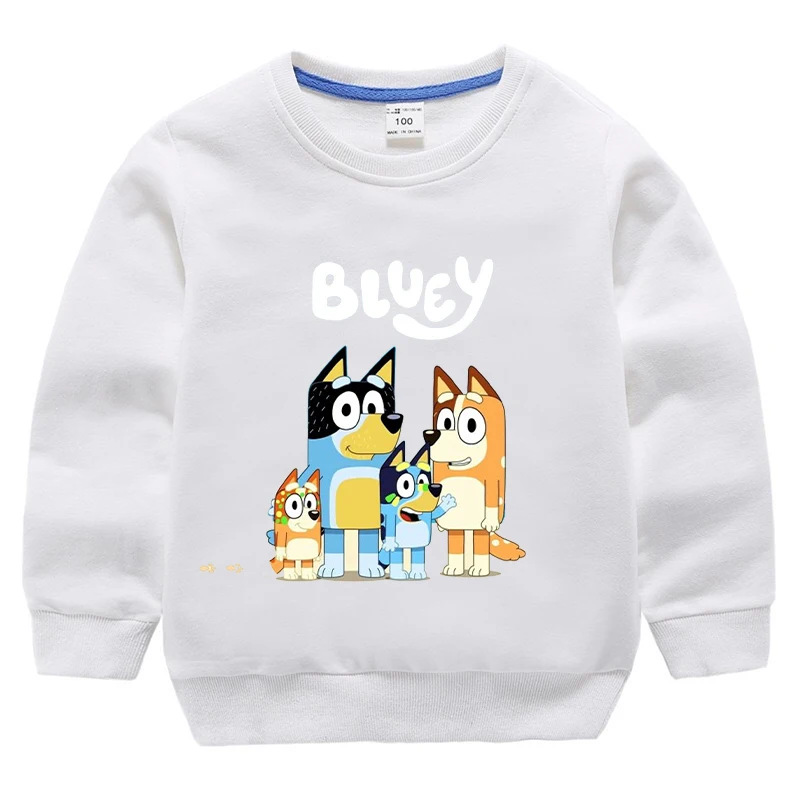 Blueys Children Round Neck Hoodie Autumn Winter Cold Proof Warm Clothing Cute Cartoon Anime Pattern Top Children's Birthday Gift