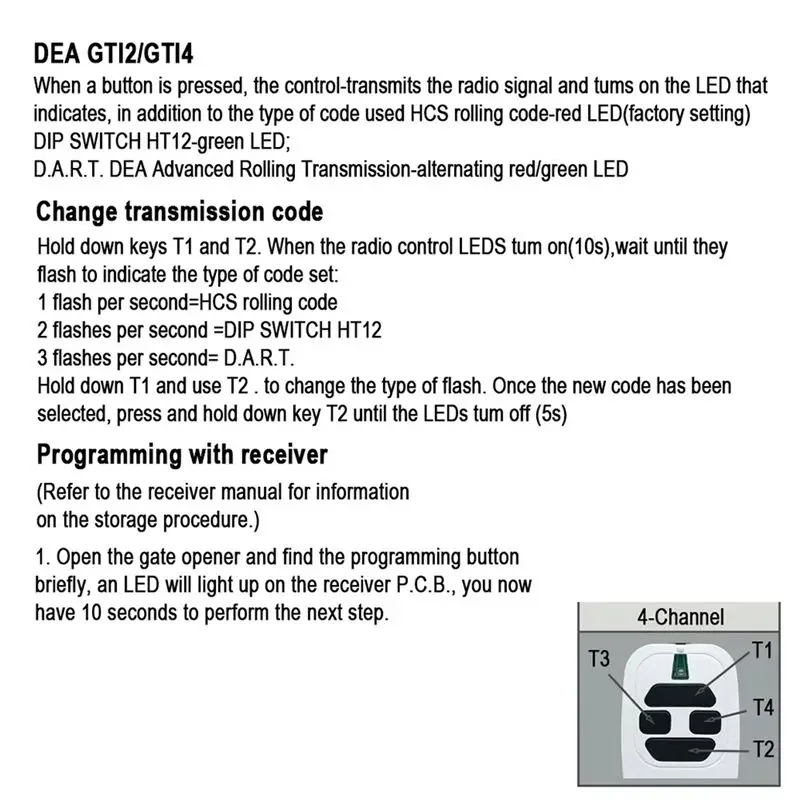 DEA GTI4 433Mhz Remote Control For DEA Remote Control For DEA Remote Control Fixed Rolling Code-ABFT