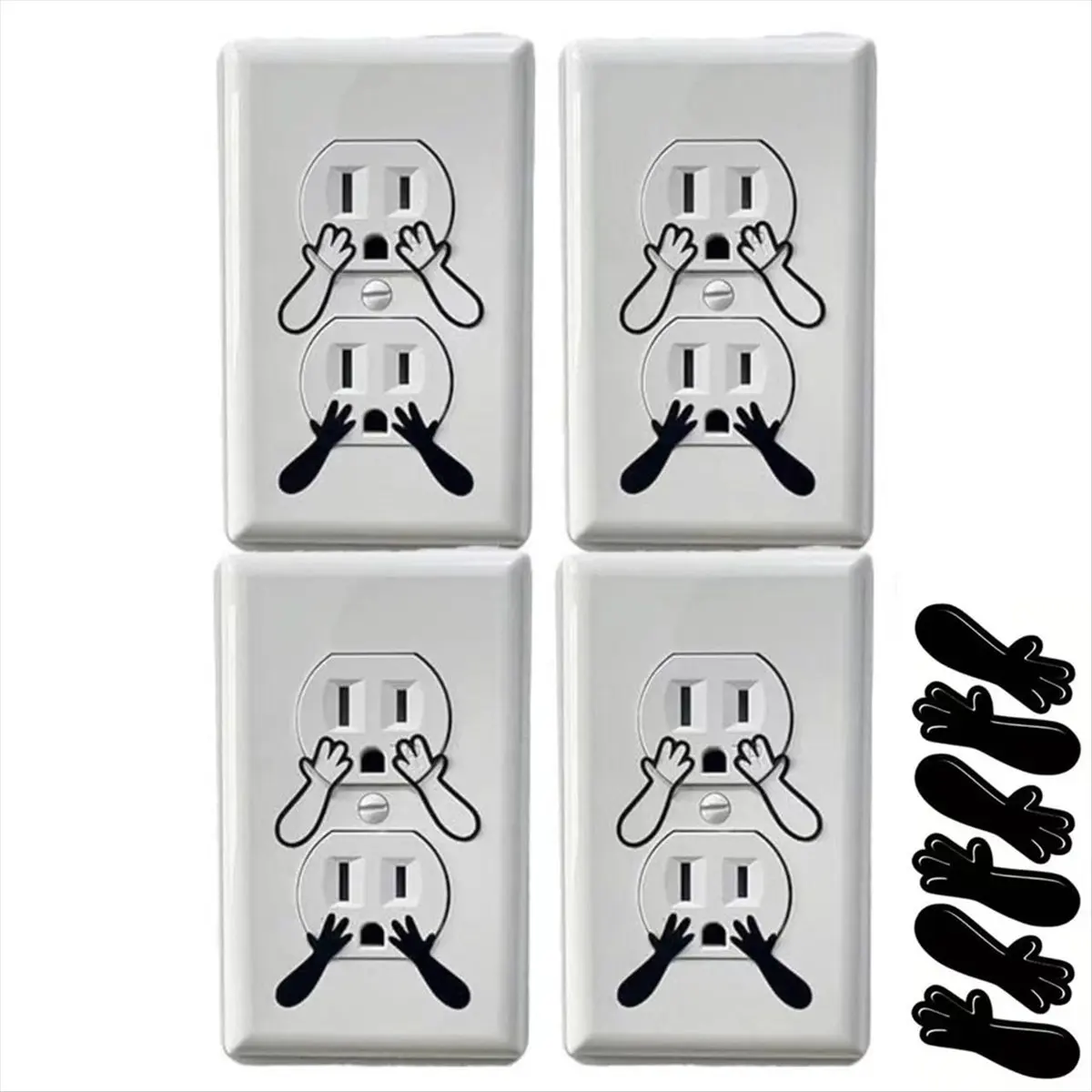 REST 60PCS Funny Outlet Cover Decal Wall Outlet Sticker Pretend Electrical Outlet Sticker Hand Outlet Decals Wall Decal Gag