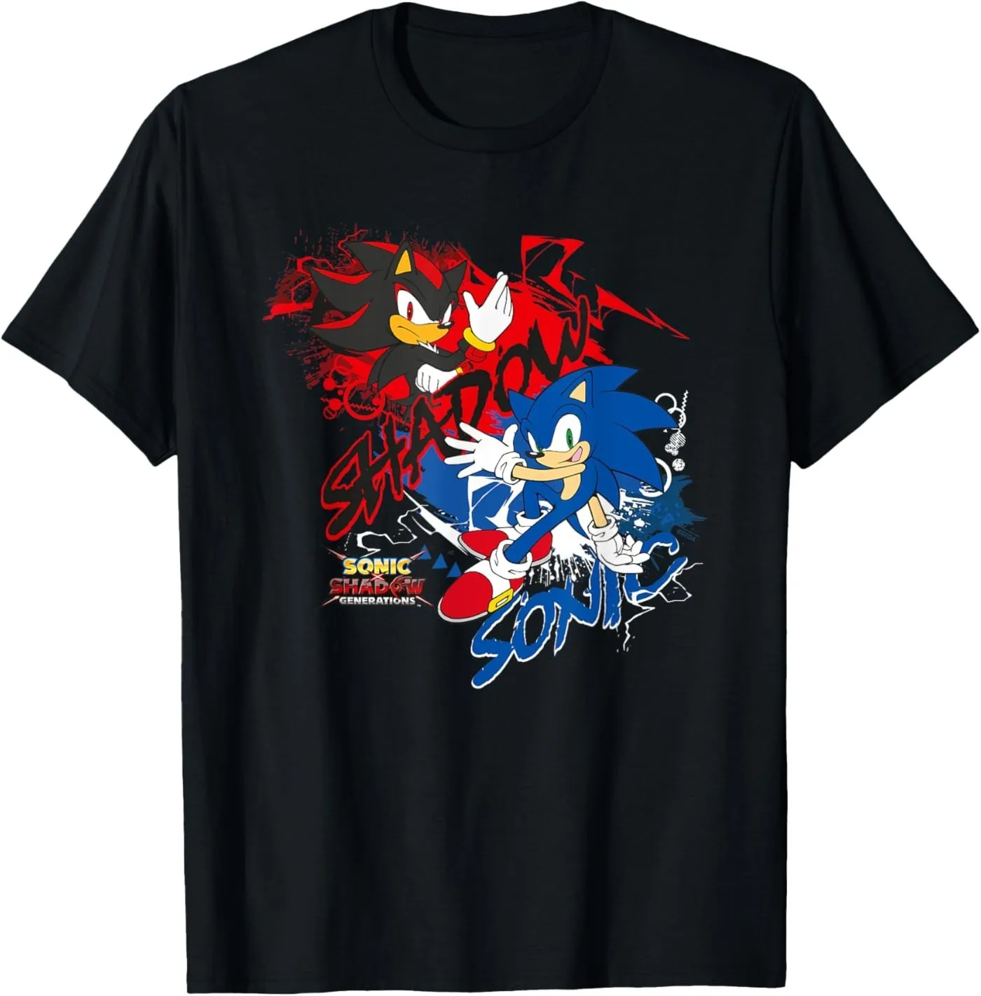 

Sonic the Hedgehog Sonic X Shadow Cute Gift t shirt for Anime lover 1220 Cartoon Graphic Tee Y2K clothes All size Tops S-6XL Tee