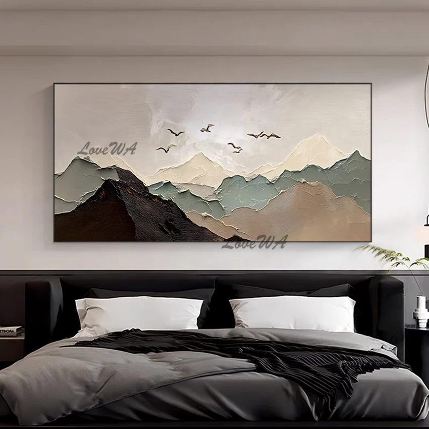 

Canvas Artwork, Abstract Mountain Landscape Art Paintings, Frameless Acrylic Textured Scenery Oil Painting New Design Home Decor