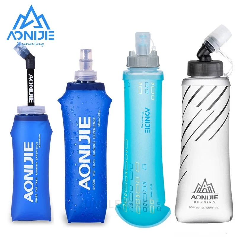 AONIJIE 250ml 500ml Soft Flask Folding Collapsible Water Bottle TPU BPA-Free For Running Hydration Pack Waist Bag Vest SD09 SD10