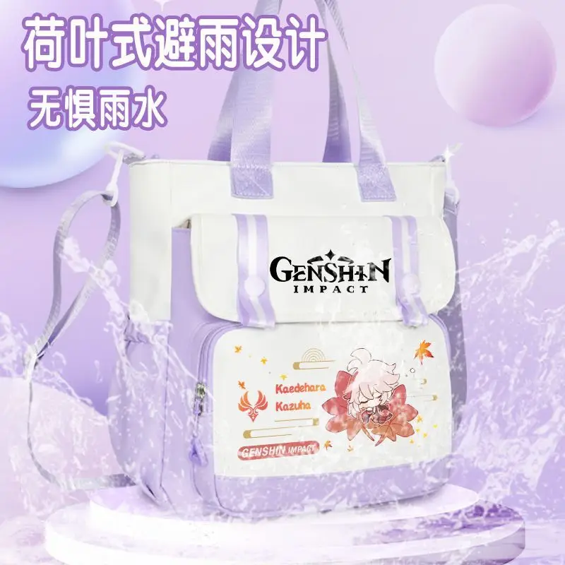 Genshin Impact Anime One-Shoulder Elementary Student Homework Storage Middle School Boys And Girls Large Capacity Crossbody
