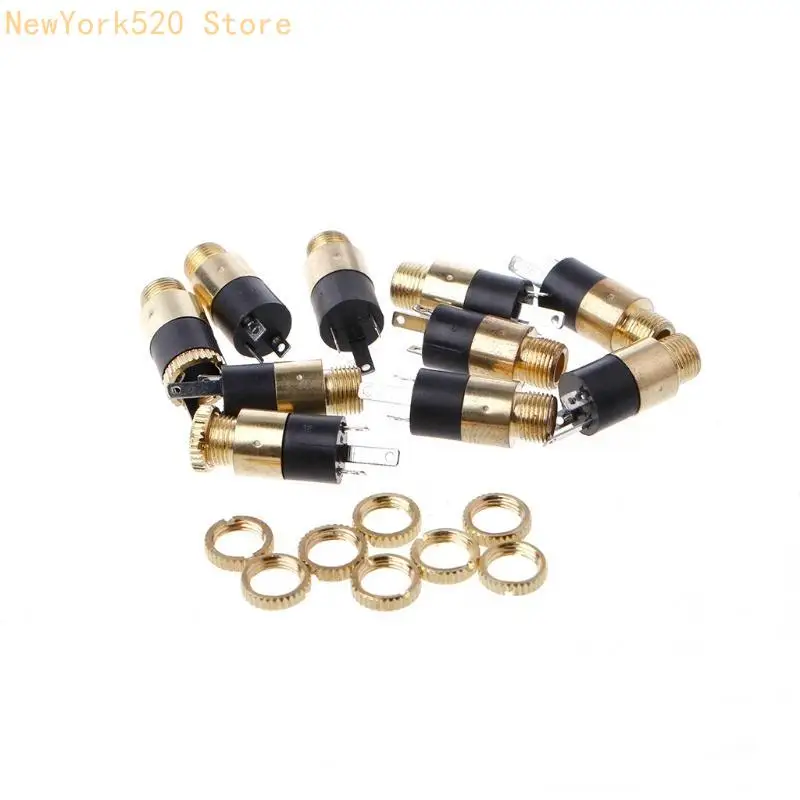 10 Pcs 3 Pin 1/8" 3.5mm Stereo o Headphone Socket with Nut Panel Mount PJ-39 N84C