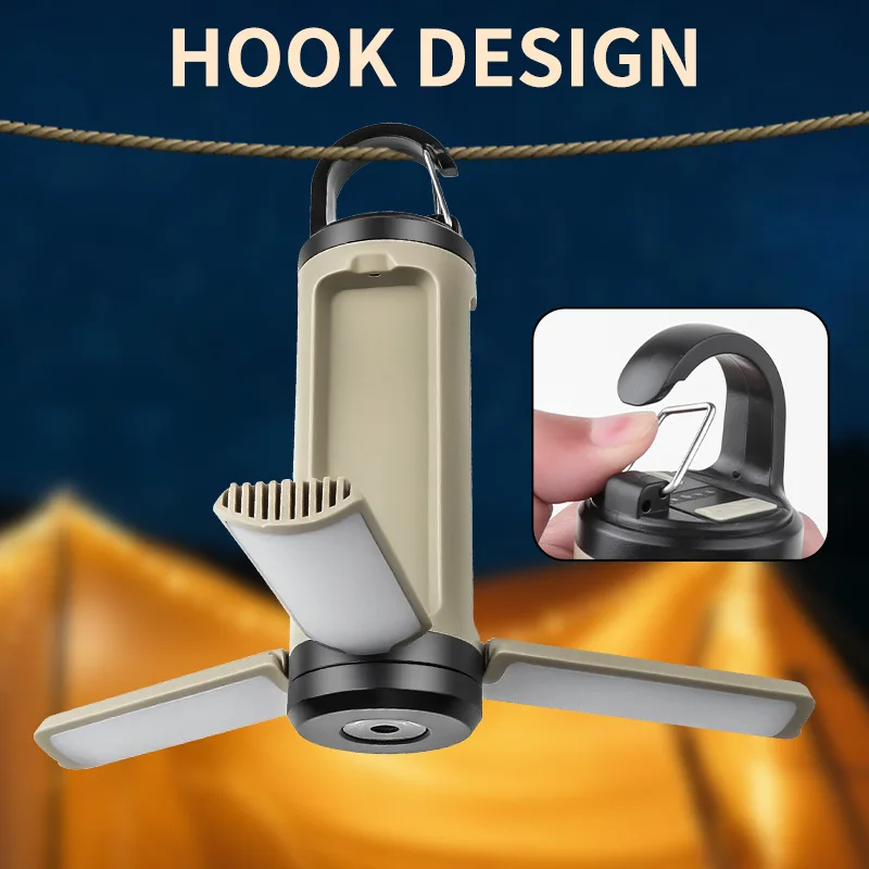 Portable hanging camping light can be folded 90 degrees Three-leaf light Outdoor multi-functional emergency camping light