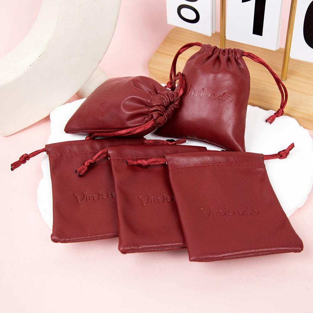 50 حزمة مخصصة النقش شعار بو الجلود الرباط الحقيبة الفاخرة للماء السفر حقيبة مستحضرات التجميل لتخزين المجوهرات والمجوهرات العطور