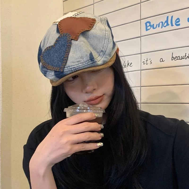 Denim Newsboy Cap Women's Cowboy Octagonal Hats Ladie Caps Retro Gatsby Hats Hip Hop Berets Cabbie Apple Beret For Male Gorras